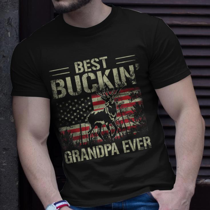 Usa Flag Best Buckin Grandpa Ever Deer Hunting Fathers Day Gift For Mens Unisex T-Shirt Gifts for Him