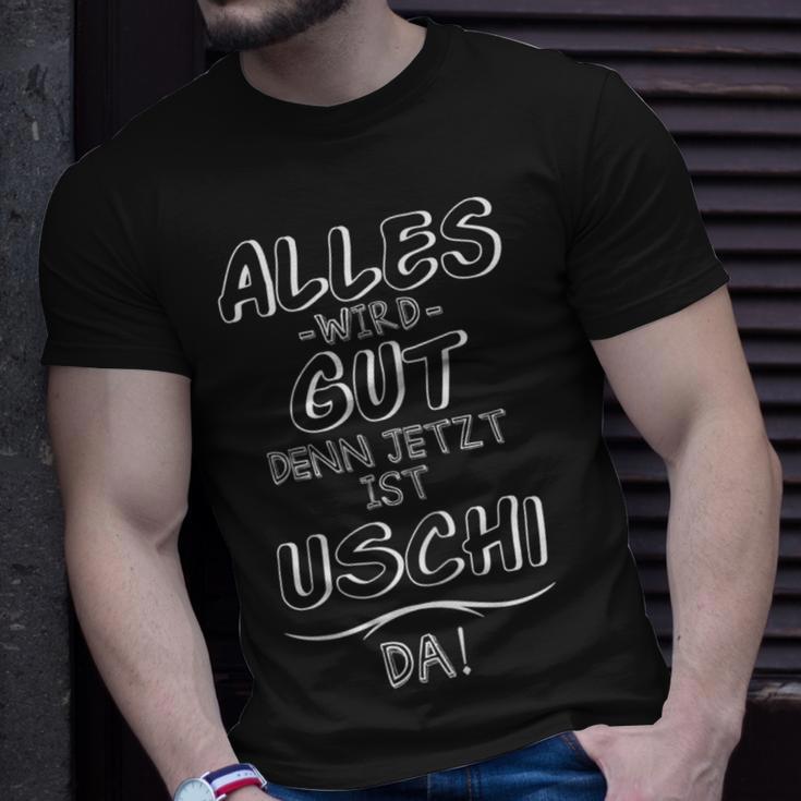 Uschi Ist Da T-Shirt, Lustiger Spruch für Freundinnen Geschenke für Ihn