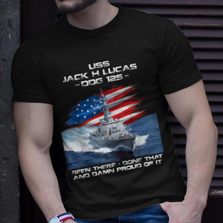 Uss Jack H Lucas Ddg-125 Destroyer Ship Usa Flag Veteran Day T-Shirt Gifts for Him