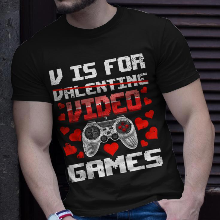 V Is For Video Games Gamer Valentines Day Gaming Boys T-shirt Gifts for Him