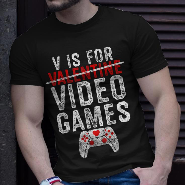 V Is For Video Games Valentines Day Gamer Men Boys T-Shirt Gifts for Him