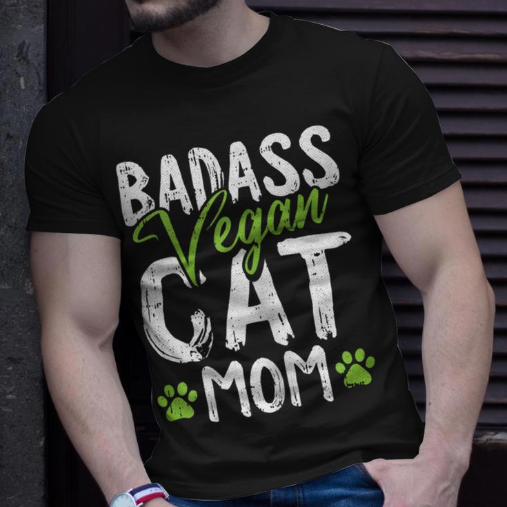 Vegan Cat Mom Mothersday Badass Mama Paw Print Kitten Lover Gift For Womens Unisex T-Shirt Gifts for Him