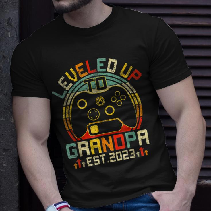 Video Game Level Up To Grandpa 2023 New Dad Fathers Day Unisex T-Shirt Gifts for Him