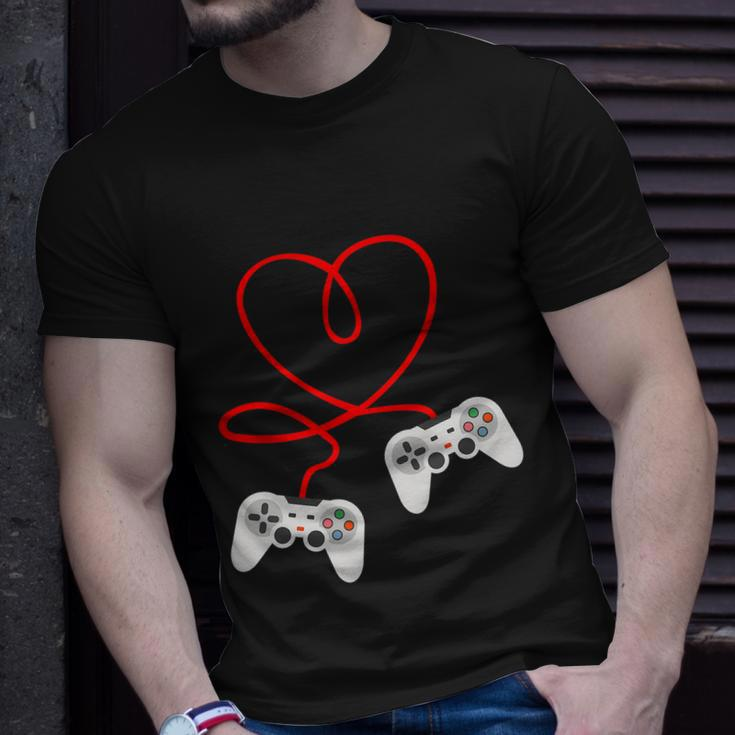 Video Gamer Valentines Day Tshirt With Controllers Heart Unisex T-Shirt Gifts for Him