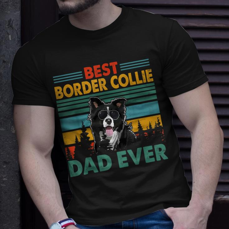 Vintag Retro Best Border Collie Dad Happy Fathers Day Unisex T-Shirt Gifts for Him