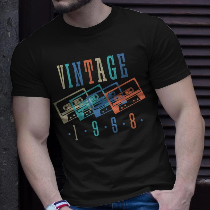 Vintage 1958 Cassette Tape 1958 Birthday Gifts 65 Year Old Unisex T-Shirt Gifts for Him