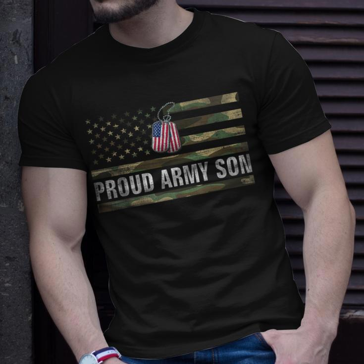 Vintage American Flag Proud Army Son Veteran Day T-Shirt Gifts for Him