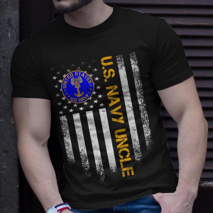 Vintage American Flag Proud Us Navy Uncle Veteran Military Unisex T-Shirt Gifts for Him