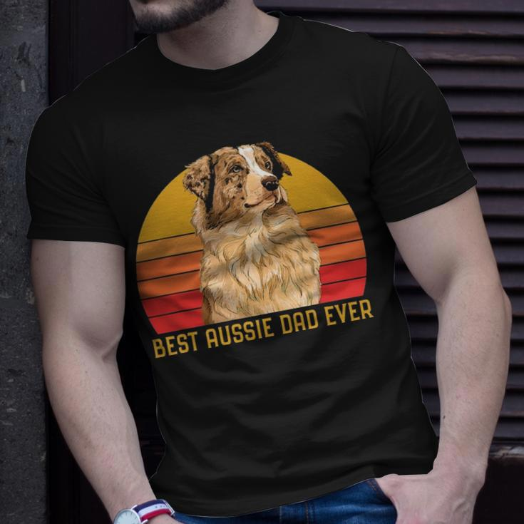 Vintage Best Aussie Dad Ever Papa Australian Shepherd Dog V2 Unisex T-Shirt Gifts for Him