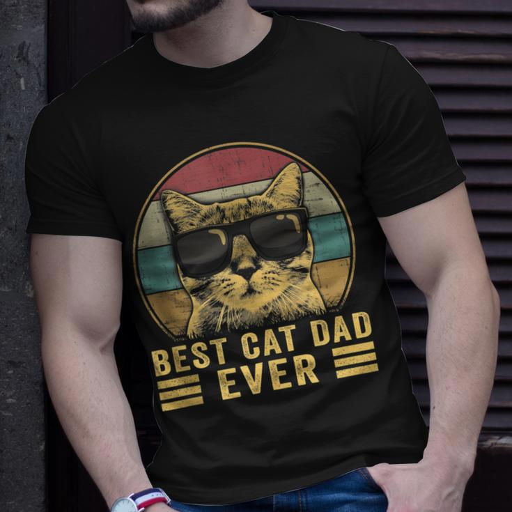 Vintage Best Cat Dad Ever Bump Fit Fathers Day T-Shirt Gifts for Him