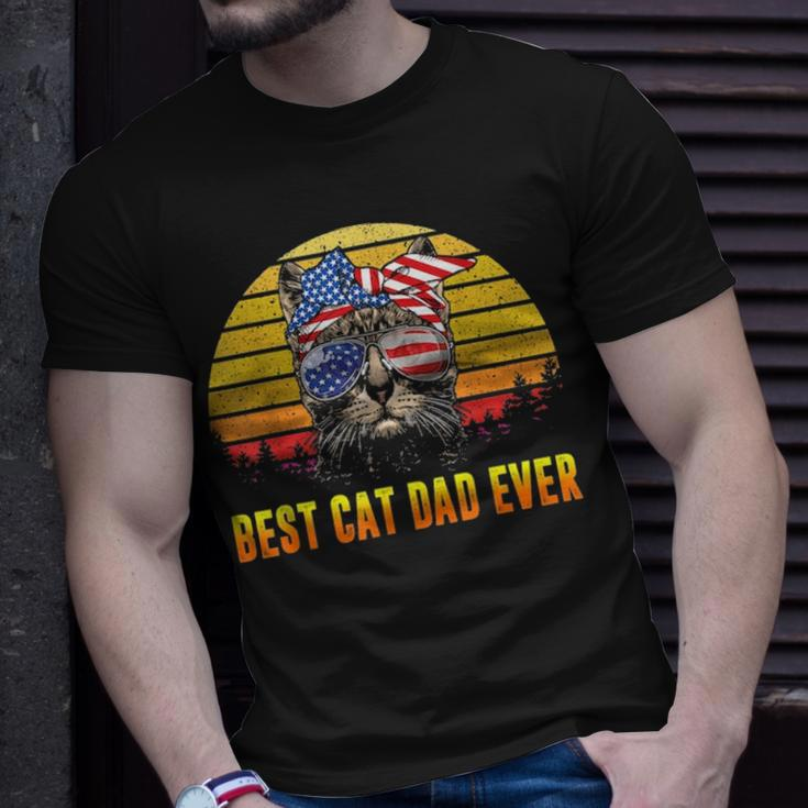 Vintage Best Cat Dad Ever Fathers Day Gifts 4Th Of July Men Unisex T-Shirt Gifts for Him