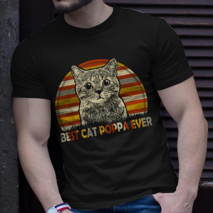 Vintage Best Cat Poppa Ever Fathers Day Christmas Gifts Unisex T-Shirt Gifts for Him