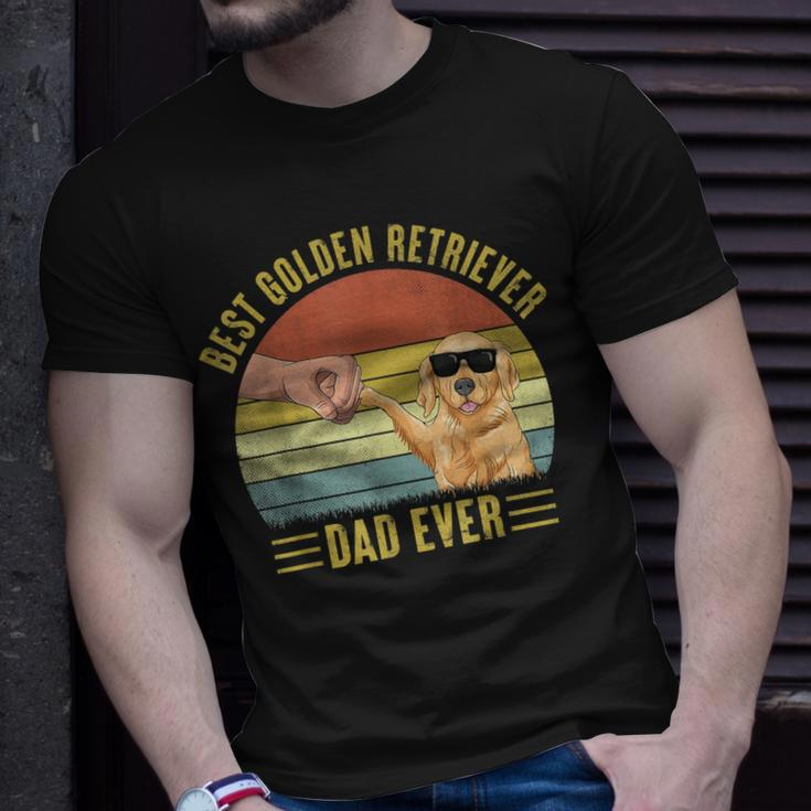 Mens Vintage Best Golden Retriever Dad Ever Fist Bump Dog Lover T-Shirt Gifts for Him