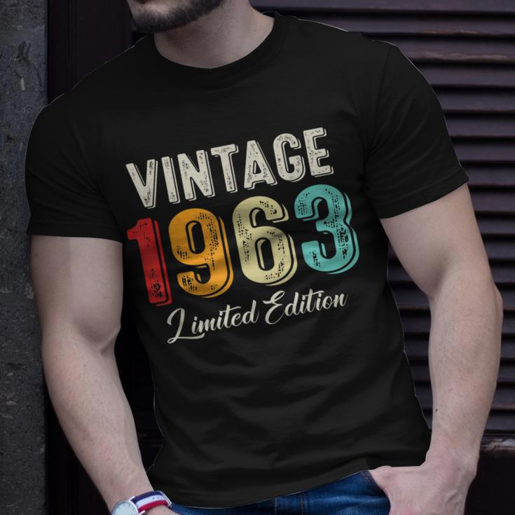 Vintage Born In 1963 Birthday Year Party Wedding Anniversary T-Shirt Gifts for Him