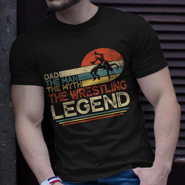 Vintage Dad The Man The Myth The Wrestling Legend Father Day Unisex T-Shirt Gifts for Him