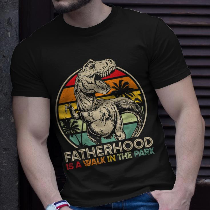 Mens Vintage Fatherhood Is A Walk In The Park DadRex Dinosaur T-Shirt Gifts for Him