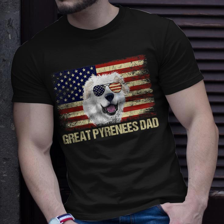 Vintage Great Pyrenees Dad American Flag Usa 4Th Of July T-Shirt Gifts for Him