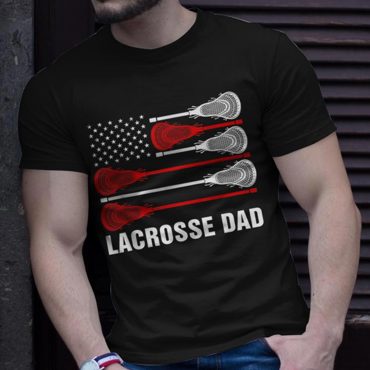 Vintage Lacrosse Dad Lax Dad Usa Flag Patriotic T-Shirt Gifts for Him