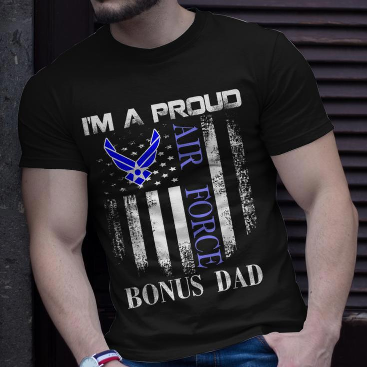 Vintage Im A Proud Air Force Bonus Dad With American Flag T-Shirt Gifts for Him