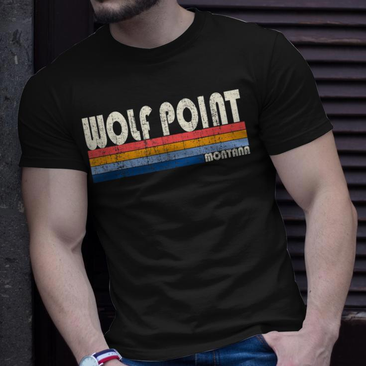 Vintage Retro 70S 80S Style Hometown Of Wolf Point Mt Unisex T-Shirt Gifts for Him