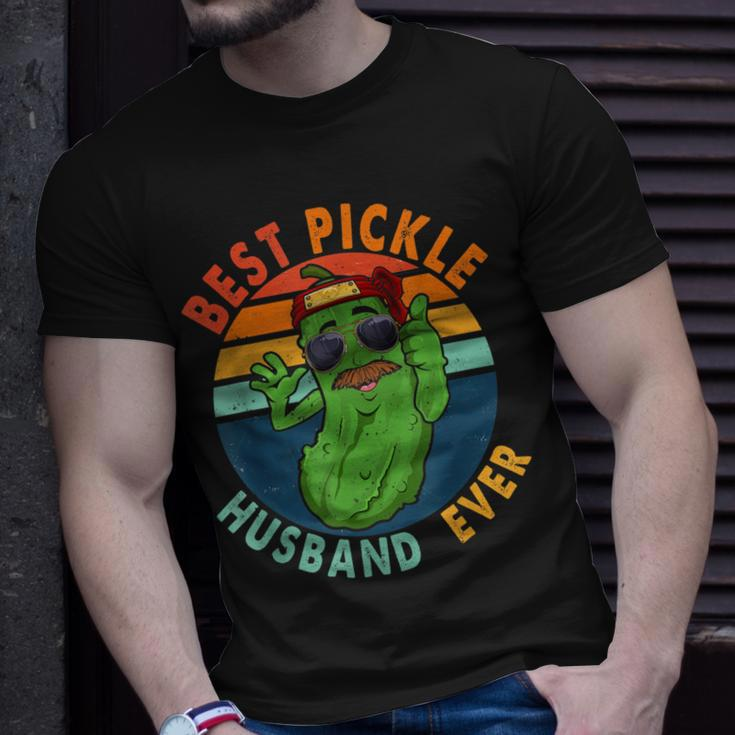 Vintage Retro Best Pickle Husband Ever Funny Pickle Mustache Unisex T-Shirt Gifts for Him