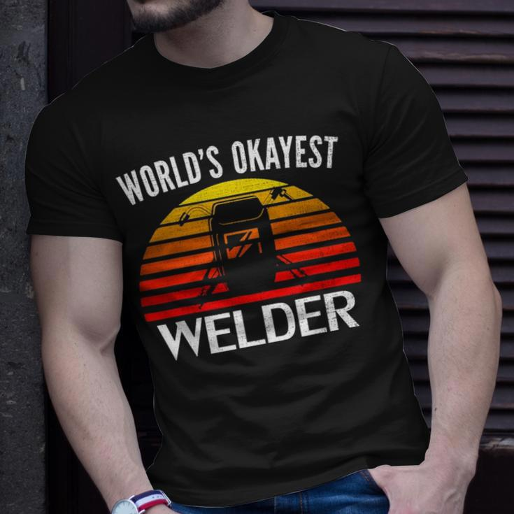 Vintage Retro Worlds Okayest Welder Funny Welding Cool Gift Unisex T-Shirt Gifts for Him