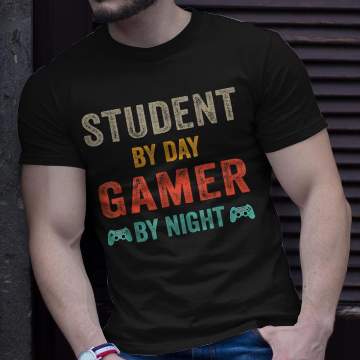 Vintage Student By Day Gamer By Night Meme For Gamers Retro T-Shirt Gifts for Him