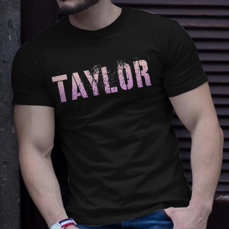 Vintage Taylor Girls Name Grunge Pink Custom Birthday T-Shirt Gifts for Him