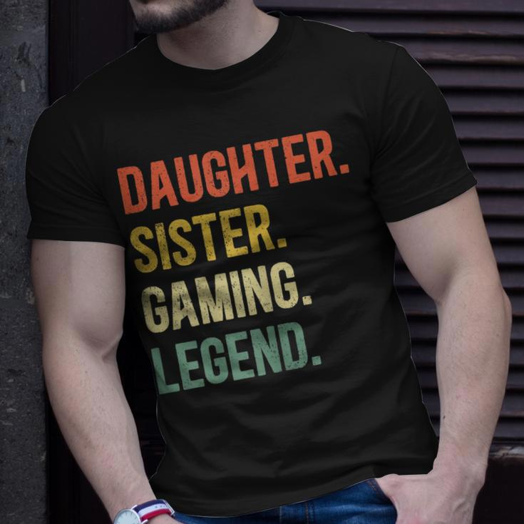 Vintage Tochter Schwester Gaming Legend T-Shirt, Retro Gamer Girl Design Geschenke für Ihn
