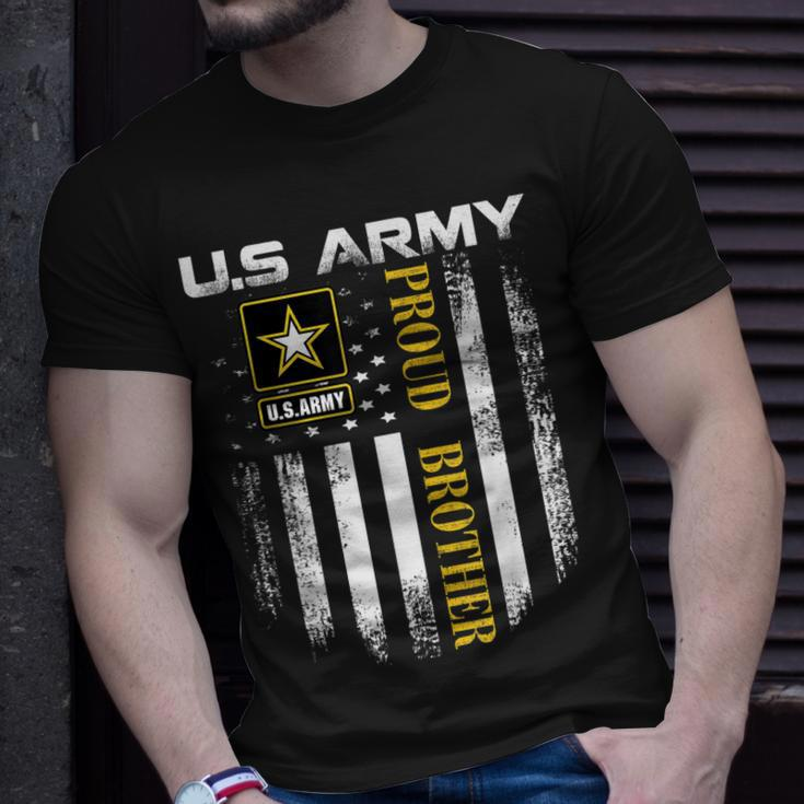 Vintage US Army Proud Brother With American Flag T-Shirt Gifts for Him