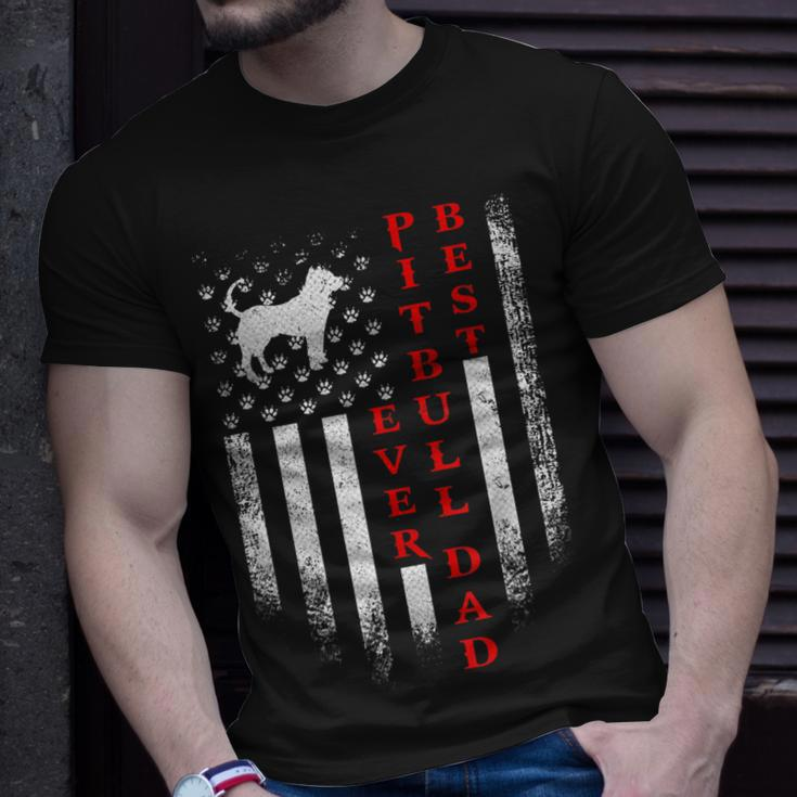 Vintage Usa American Flag Best Pit Bull Pitbull Dog Dad Ever Gift For Mens Unisex T-Shirt Gifts for Him