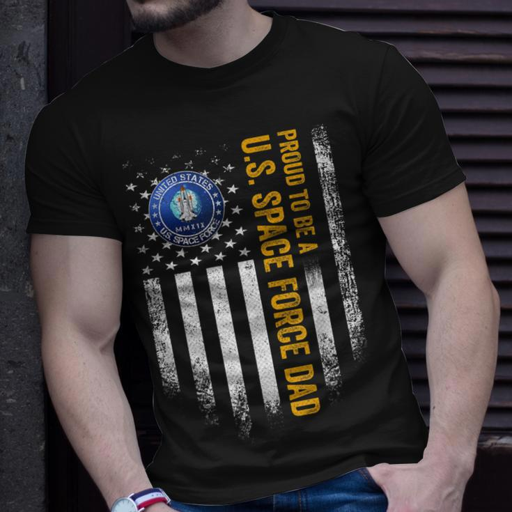 Vintage Usa American Flag Proud To Be A Us Space Force Dad T-Shirt Gifts for Him