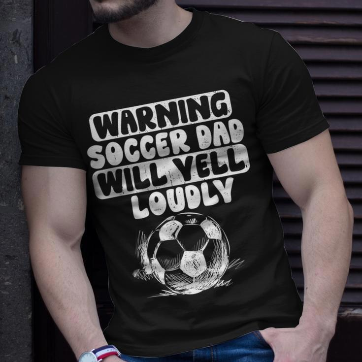Vintage Warning Soccer Dad Will Yell Loudly For Men T-Shirt Gifts for Him