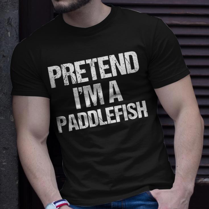 Vorgeben Ich Bin Ein Paddelfisch Lustig Faul Halloween-Kost T-Shirt Geschenke für Ihn