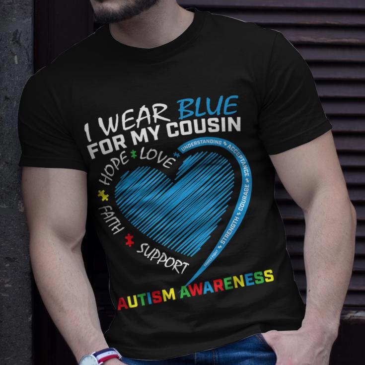I Wear Blue For My Cousin Autism Awareness Puzzle Heart Kids T-Shirt Gifts for Him
