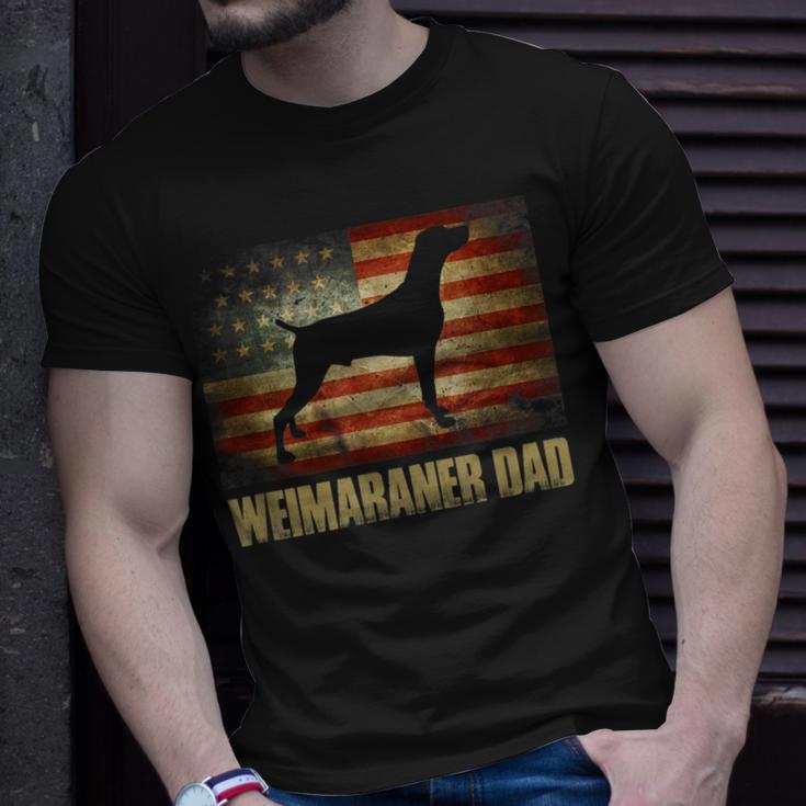 Mens Weimaraner Dad Vintage American Flag Patriotic Weimaraner T-Shirt Gifts for Him