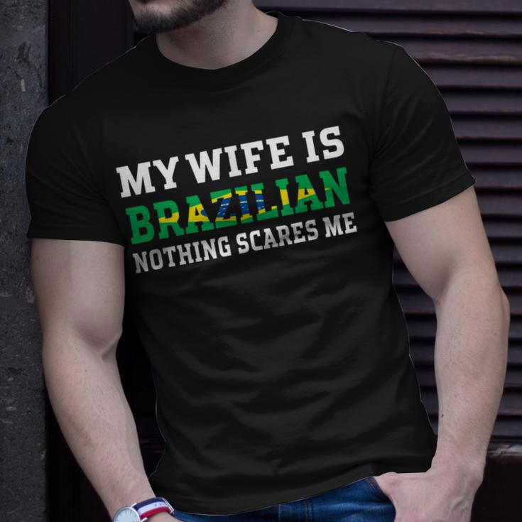 My Wife Is Brazilian Nothing Scares Me Husband T-shirt Gifts for Him