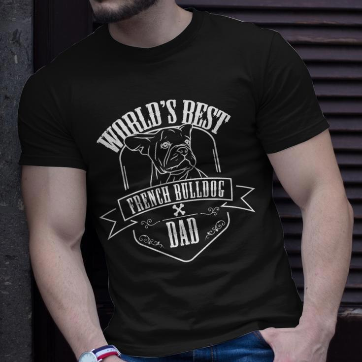 Worlds Best French Bulldog Dad GraphicFrenchie Dog Unisex T-Shirt Gifts for Him