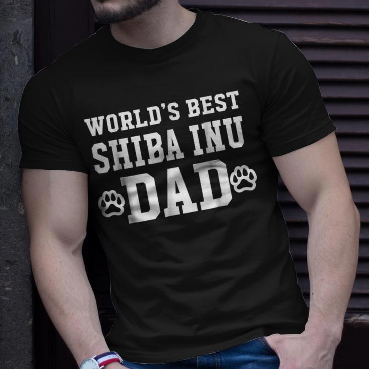 Worlds Best Shiba Inu Dad Dog Lover Pawprint Unisex T-Shirt Gifts for Him