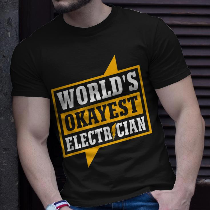 Mens Worlds Okayest Electritian Husband Dad Men T-Shirt Gifts for Him