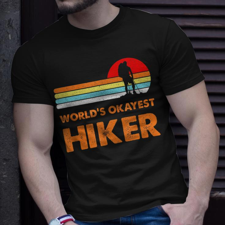 Worlds Okayest Hiker Vintage Retro Hiking Camping Men T-Shirt Gifts for Him