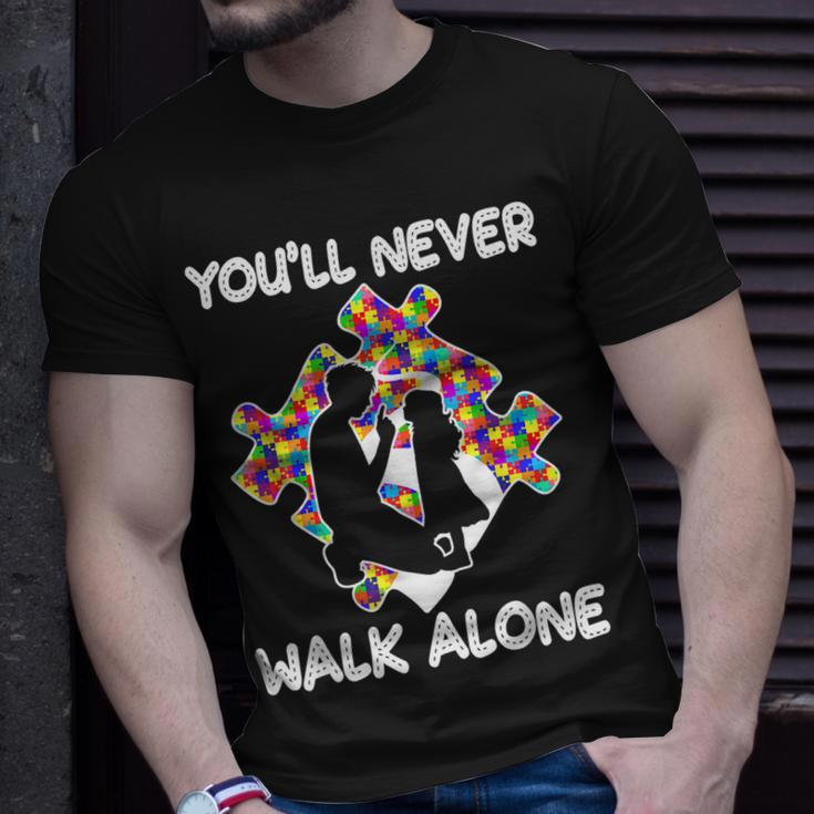 Youll Never Walks Alone Father Daughter Autism Dad Unisex T-Shirt Gifts for Him