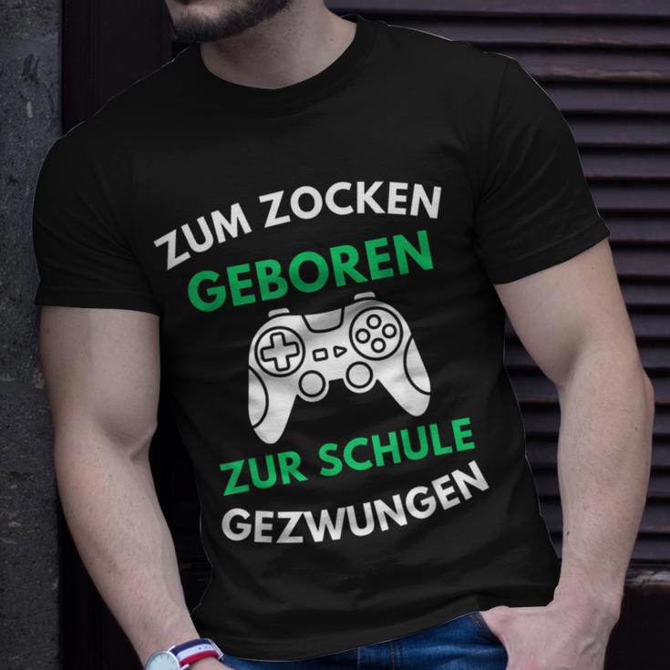 Zum Zocken Geboren Zur Schule Gezwungen Konsole Gaming V2 T-Shirt Geschenke für Ihn