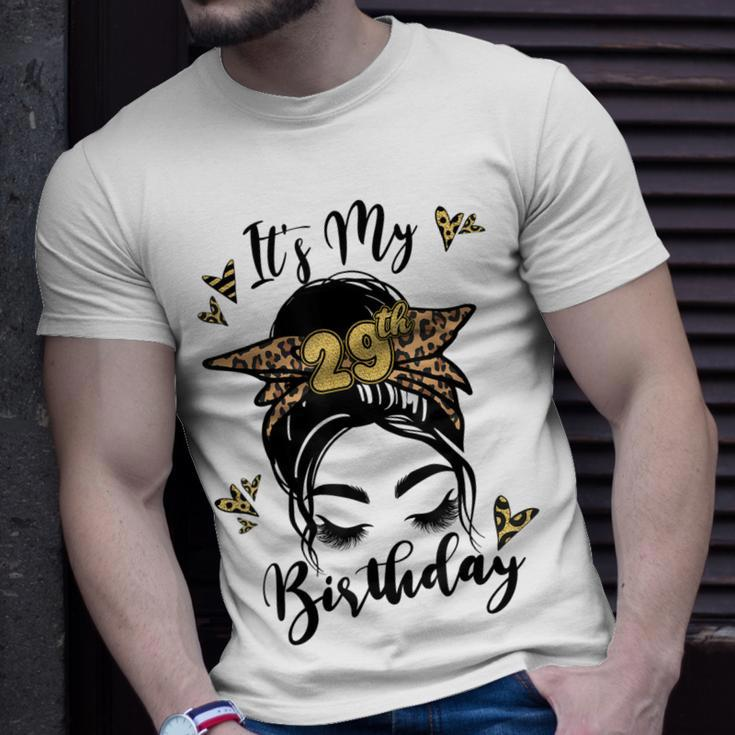 29Th Birthday Decorations Girl Messy Bun 29 Years Old Bday Unisex T-Shirt Gifts for Him