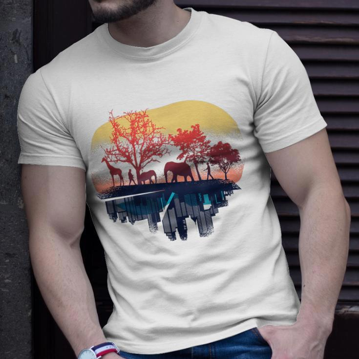Afrikanische Tiere Natur & Stadt Design T-Shirt für Männer und Frauen Geschenke für Ihn