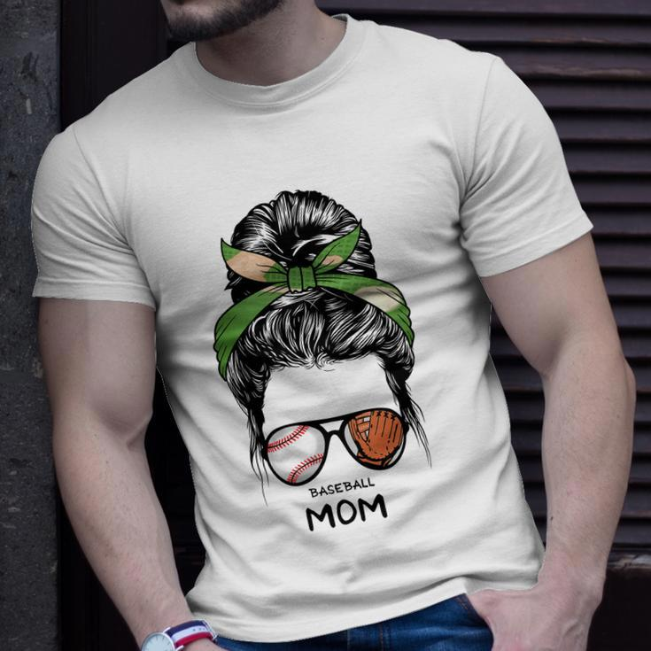 Baseball Mom Messy Bun Mom Life Mothers Day Unisex T-Shirt Gifts for Him