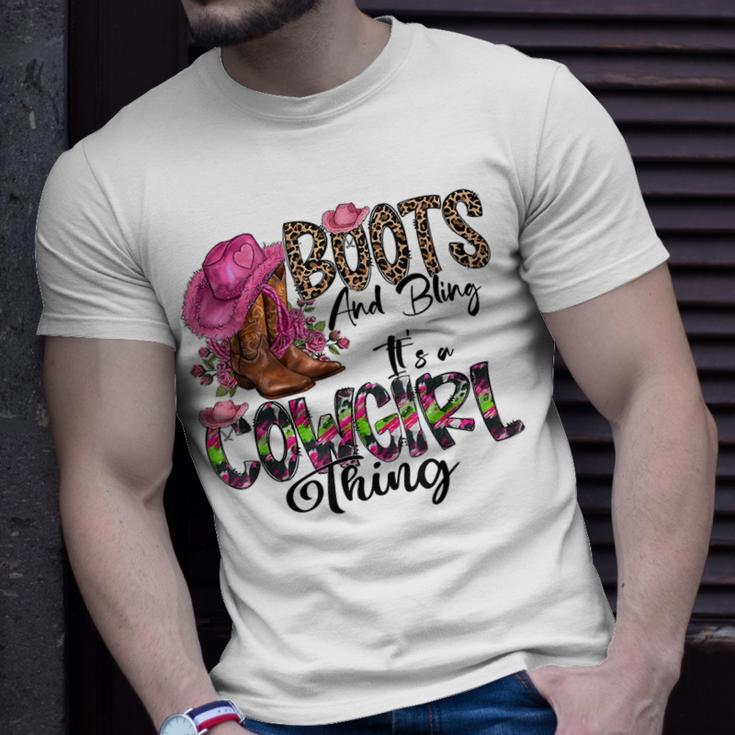 Boots & Bling Its A Cowgirl Thing Love Cowboy Boots Leopard T-Shirt Gifts for Him
