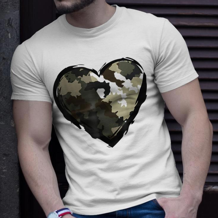 Camo Print Heart Valentines Day Military Men Women T-shirt Gifts for Him