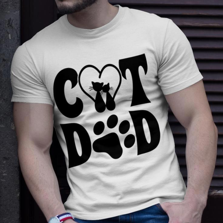 Cat Dad Heart Personalized Cat Dad Unisex T-Shirt Gifts for Him