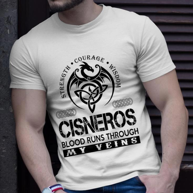 Cisneros Blood Runs Through My Veins Unisex T-Shirt Gifts for Him